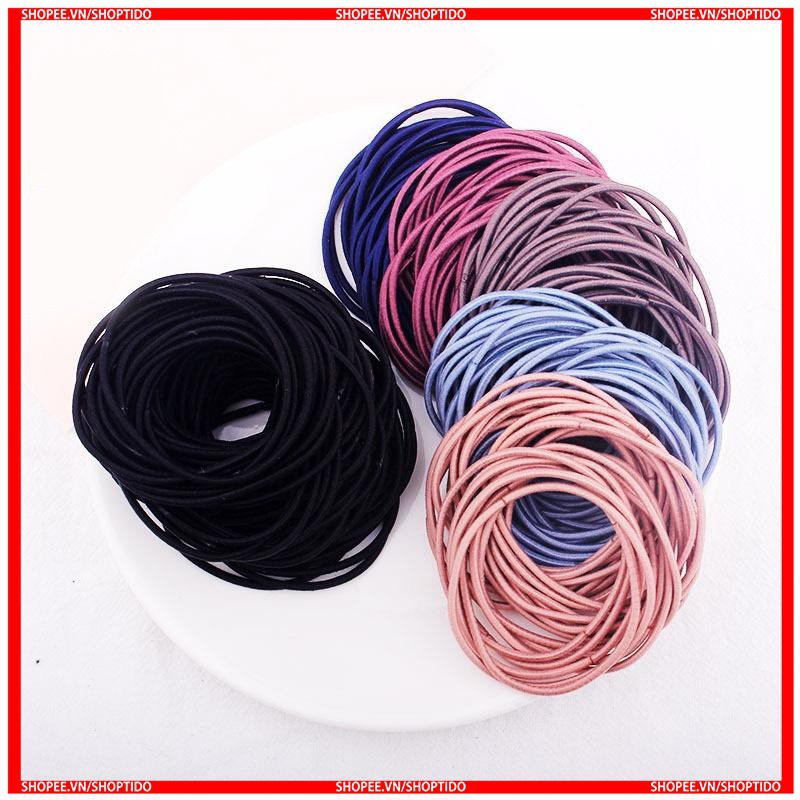 Set 100 chun buộc tóc Hàn quốc trộn màu