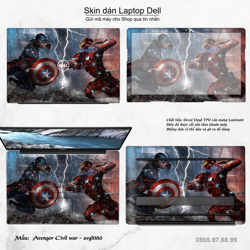 Skin dán Laptop Dell in hình Avenger _nhiều mẫu 4 (inbox mã máy cho Shop)