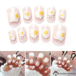 Bộ 24 cái móng tay giả dán decal hình trừng hoạt hình dễ thương DIY