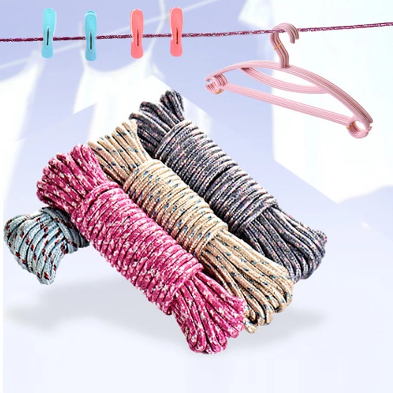 Dây phơi quần áo bằng nylon dày chiều dài 10m chống trượt chống gió tiện lợi
