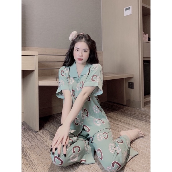 Đồ Bộ Pijama Nữ Lụa Mango Cao Cấp,Tay Ngắn Quần Dài,Chất Vải Mềm Mịn