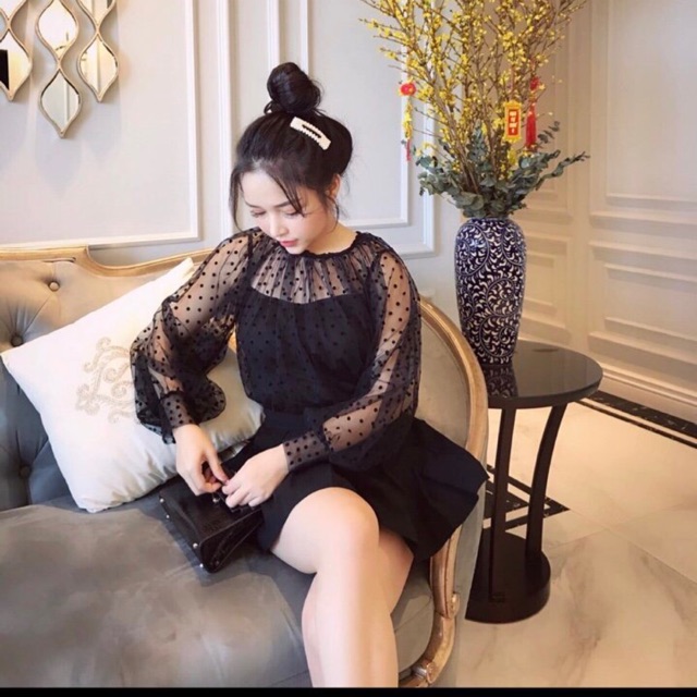 Áo ren chấm bi r