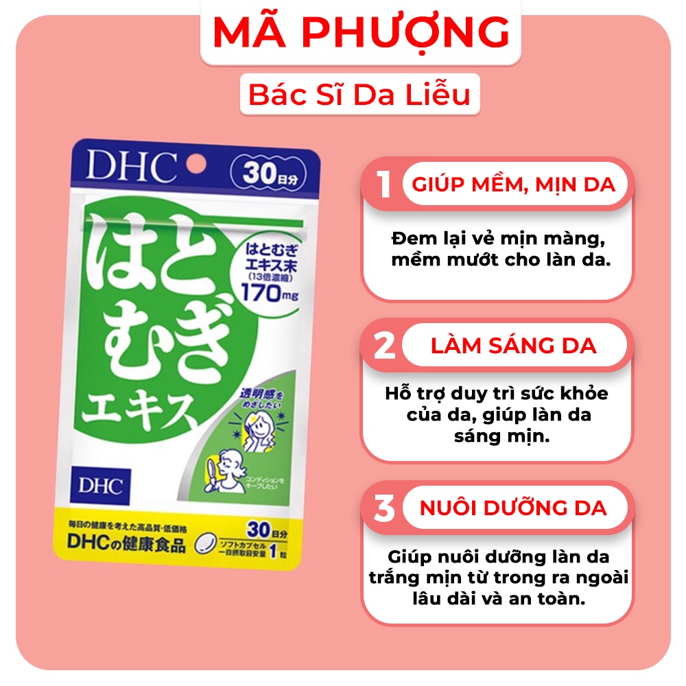 Viên Uống Sáng Da DHC Adlay Extract Giúp sáng da, mờ thâm sạm - Bác sĩ Mã Phượng