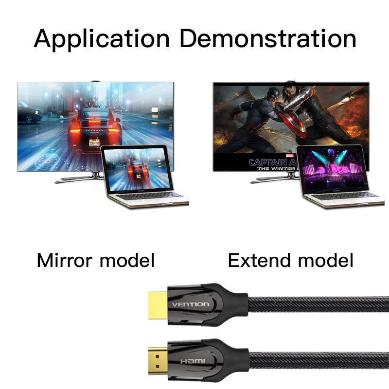 Dây cáp Vention HDMI 0.75-8m mạ vàng chuyên dụng cho màn hình máy chiếu/ máy tính/ PS3/ Xbox/ Xiaomi Box