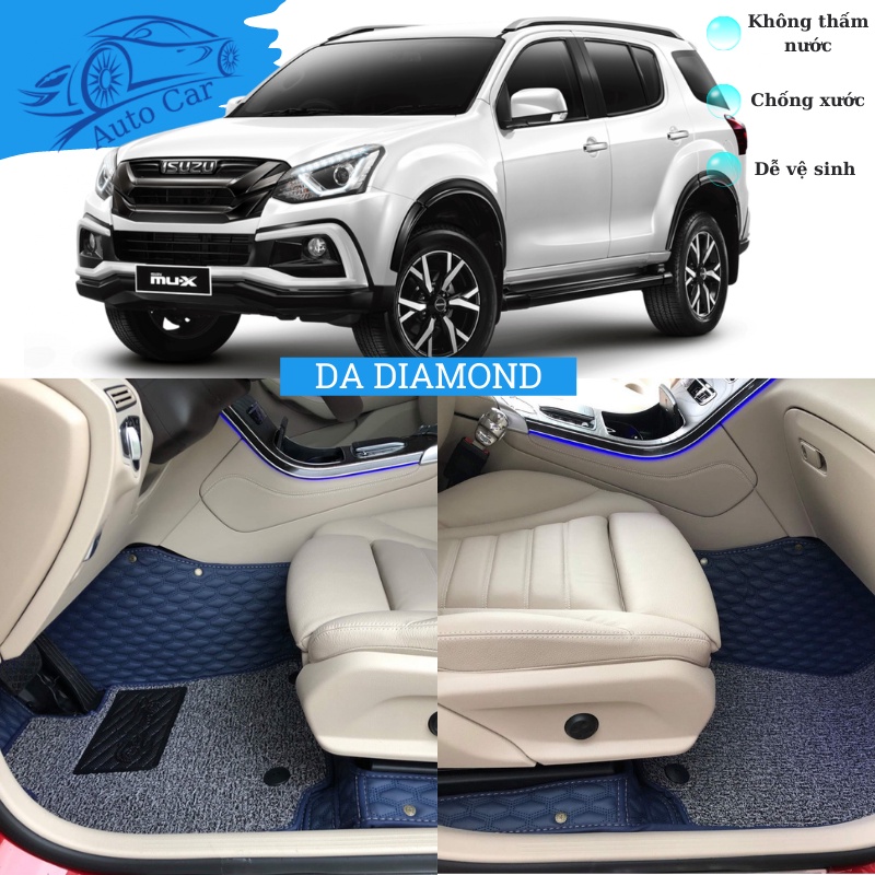 Thảm lót sàn ô tô - Thảm trải sàn ô tô 5D 6D da Diamond cao cấp vip Isuzu Mux chống nước, không mùi