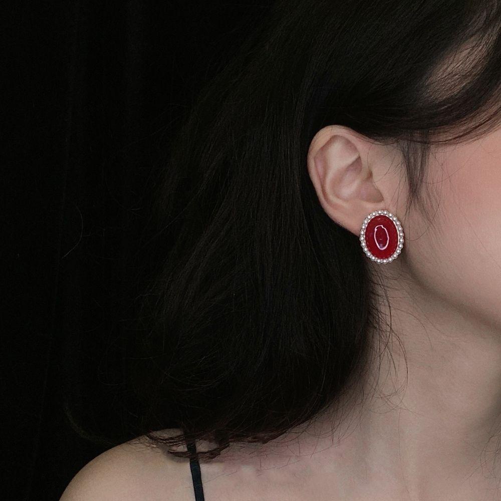 LILYES Bông Tai Đính Đá Phong Cách Retro Dễ Thương Dành Cho Nữ