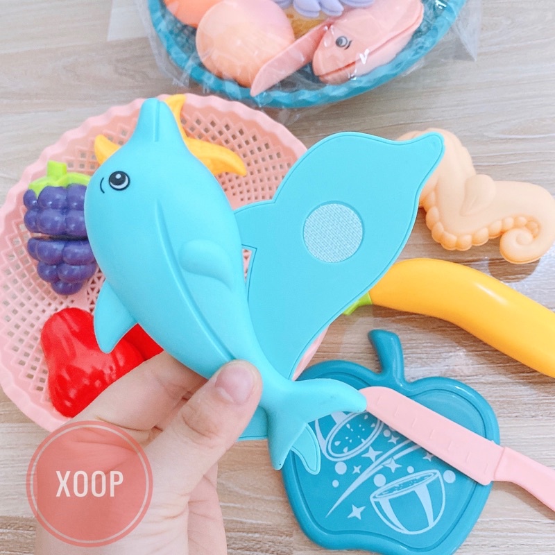 Rổ đồ chơi hoa quả và sinh vật biển nhiều màu sắc đáng yêu cho bé