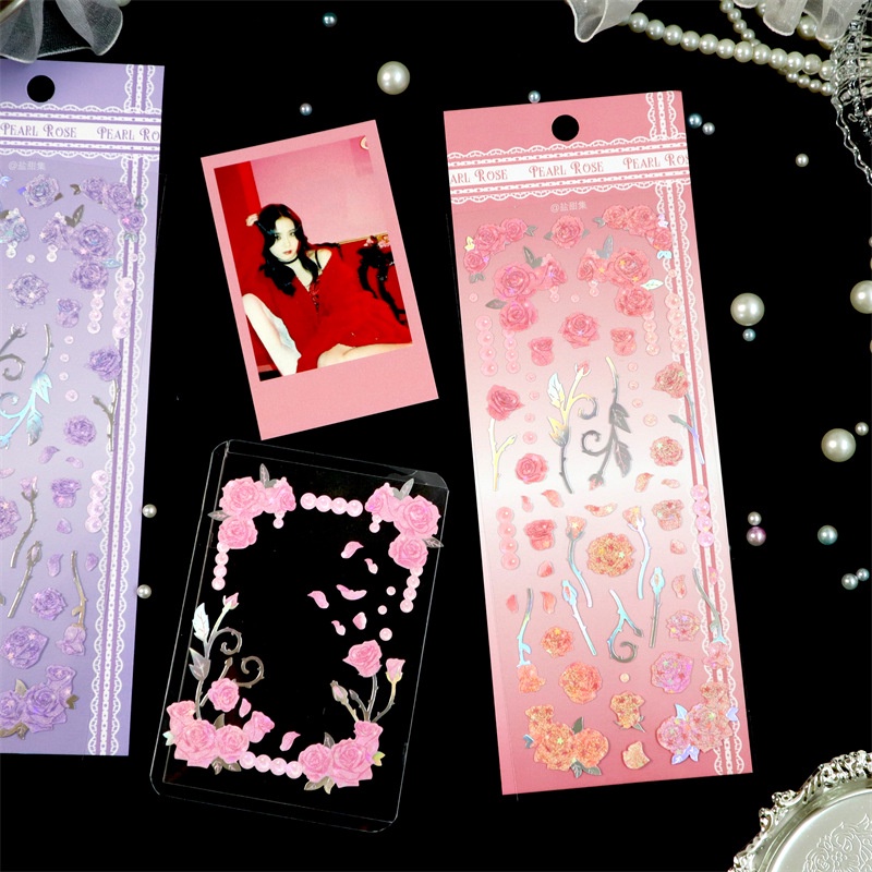 Miếng Dán Trang Trí Hình Hoa Hồng Màu Bạc Độc Đáo