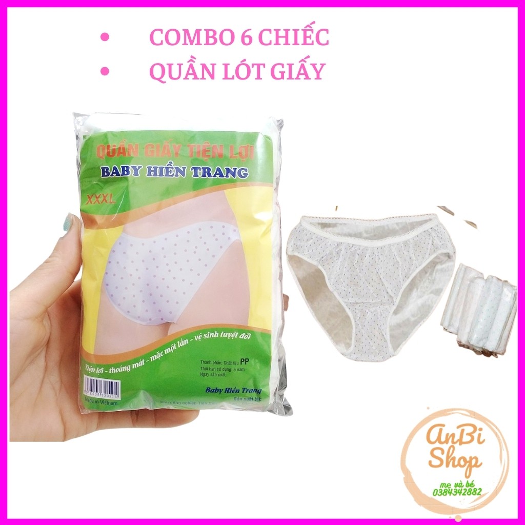 Quần lót giấyCOMBO 6 QUẦNQuần lót giấy sau sinh và đi du lịch