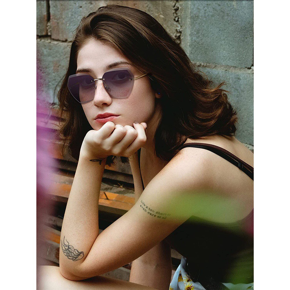 Kính Mát Không Gọng Chống Tia Uv400 Thời Trang Cổ Điển Cho Nữ