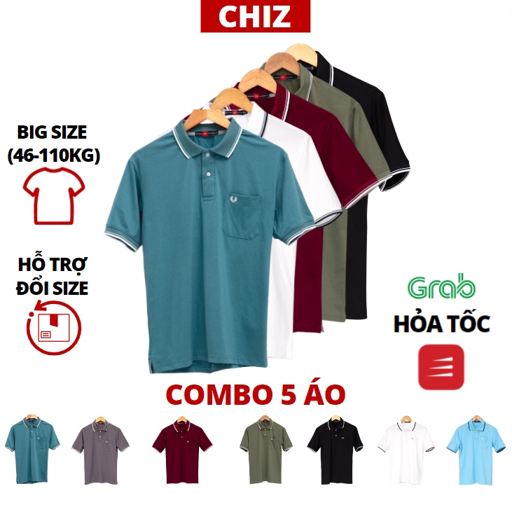 Áo thun nam trung niên loại xịn tặng bố có túi form rộng rãi cho người lớn tuổi có big size đạiCHIZ [Combo5ao]