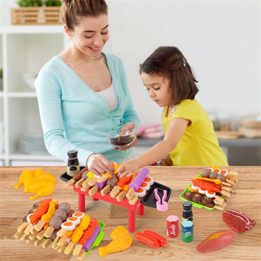 DARON Mini Kitchen Kids Toys Cooking Food Role Play Simulation Barbecue Toy Artificial  Foods Gift for Children Kitchen Toy Festive Supplies Simulate BBQ Toys Set Model Crafts Pretend Play