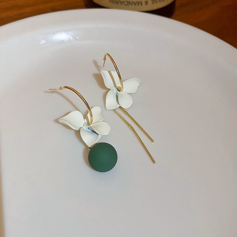 Bông Tai Bạc 925 Kiểu Dáng Không Đối Xứng Hình Hoa Phong Cách Mới 2022