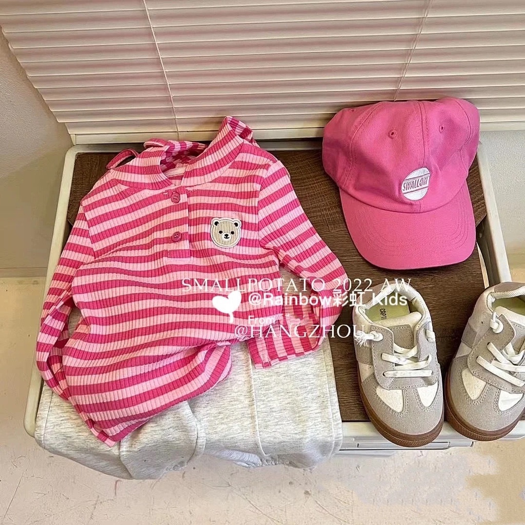 [Babycat] Hàng Có Sẵn Áo Khoác Cardigan Kẻ Sọc Phong Cách Hàn Quốc Nhật Bản Mới 2022 Thoải Mái Dễ Phối Đồ Cho Trẻ Mẫu Giáo