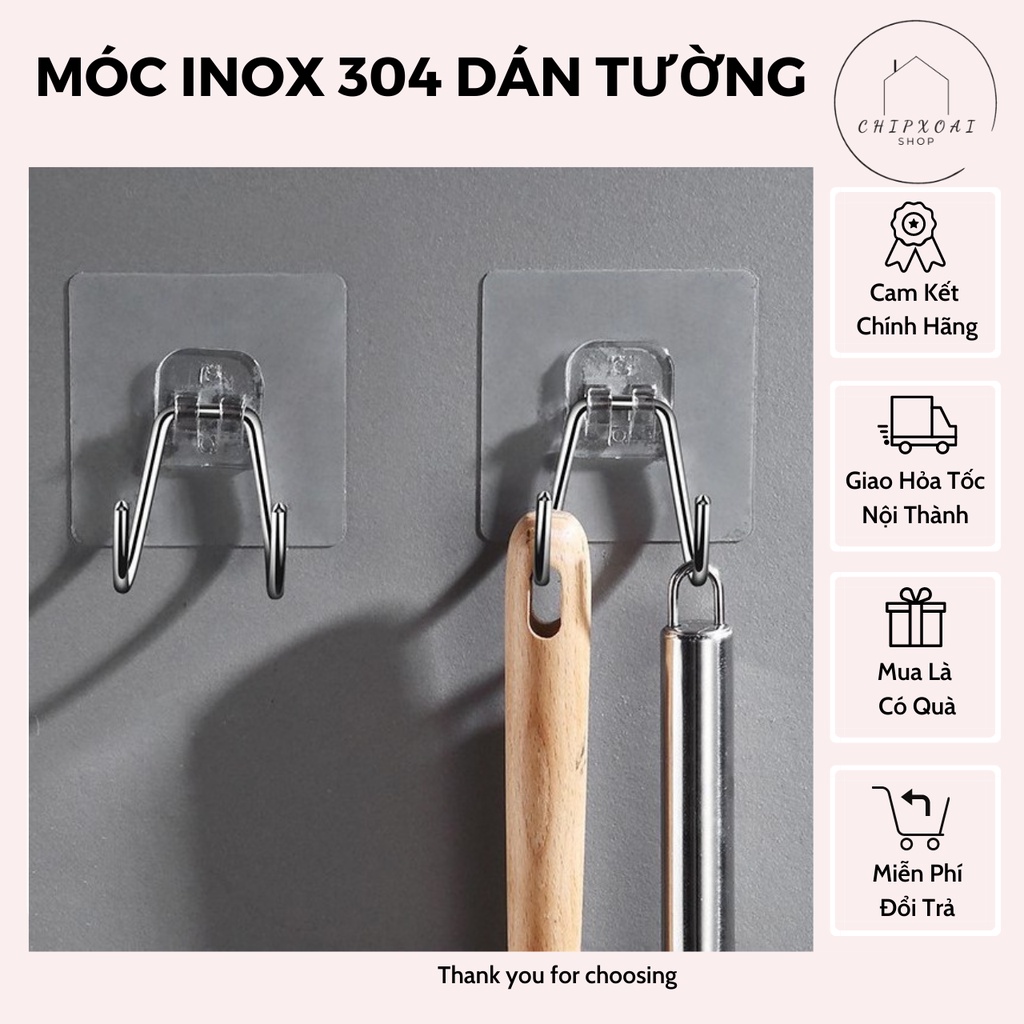 Móc Treo INOX Đôi Dán Tường Siêu Bền