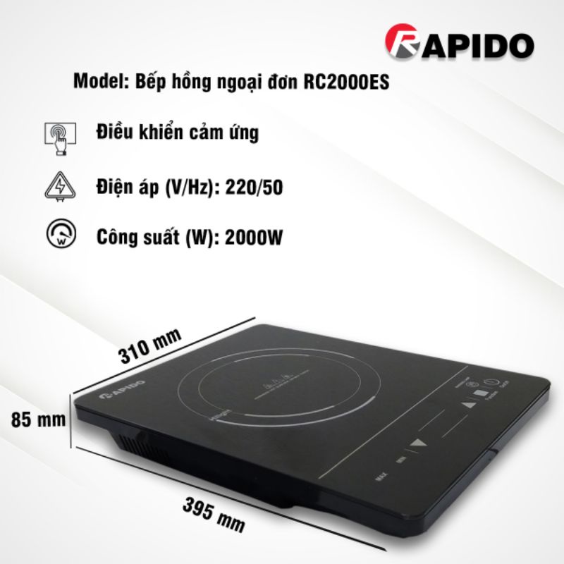 Bếp hồng ngoại đơn rapido - Ferroli  bảo hành 12 tháng trên toàn quốc