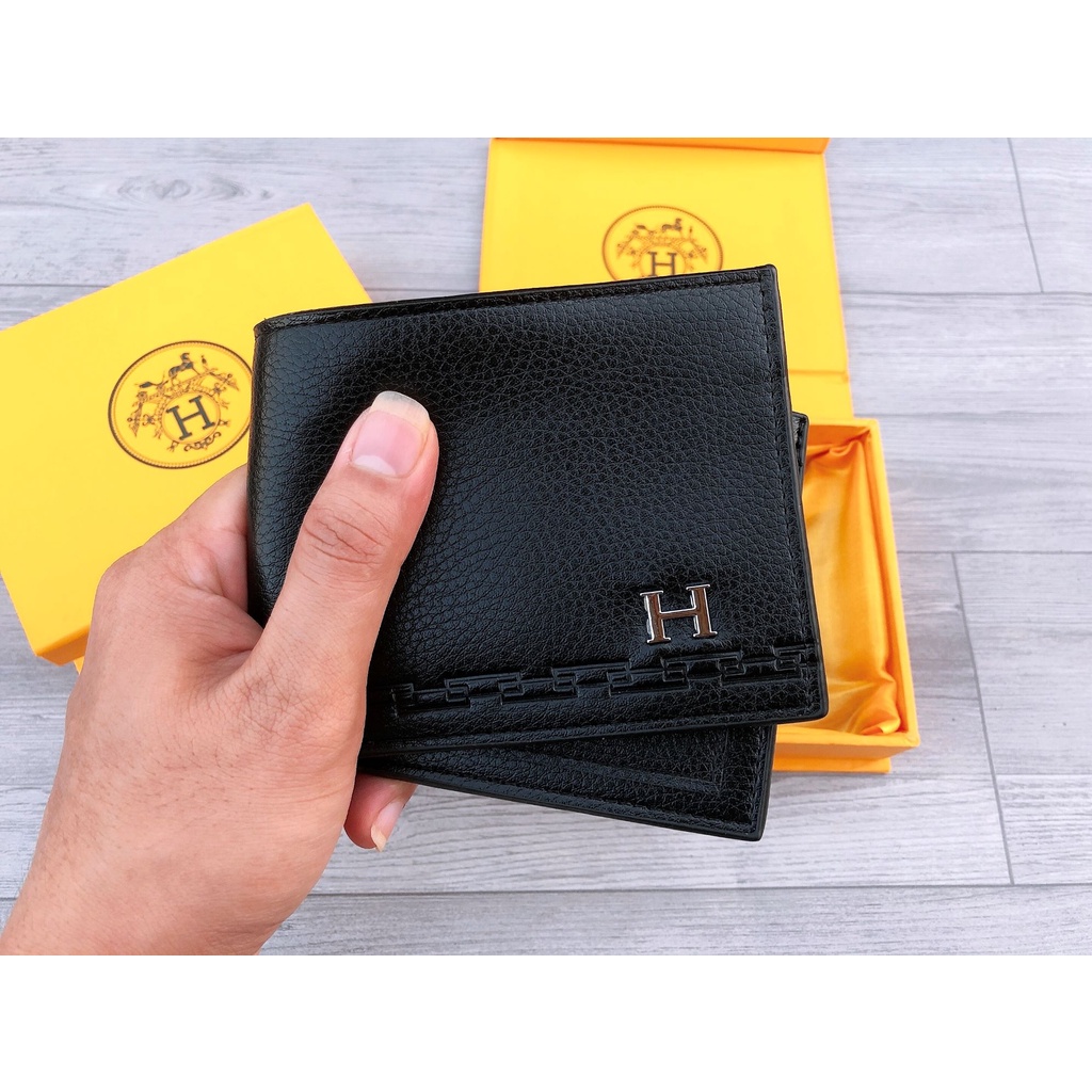 Ví Da Nam Gập Ngang Chữ H Full Hộp