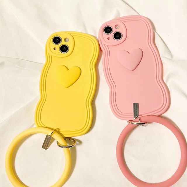 Ốp Điện Thoại tpu Mềm Họa Tiết Trái Tim Gợn Sóng Màu Hồng Vàng Cho Iphone 7plus 12 pro max 11 pro max xs max xr x 13promax