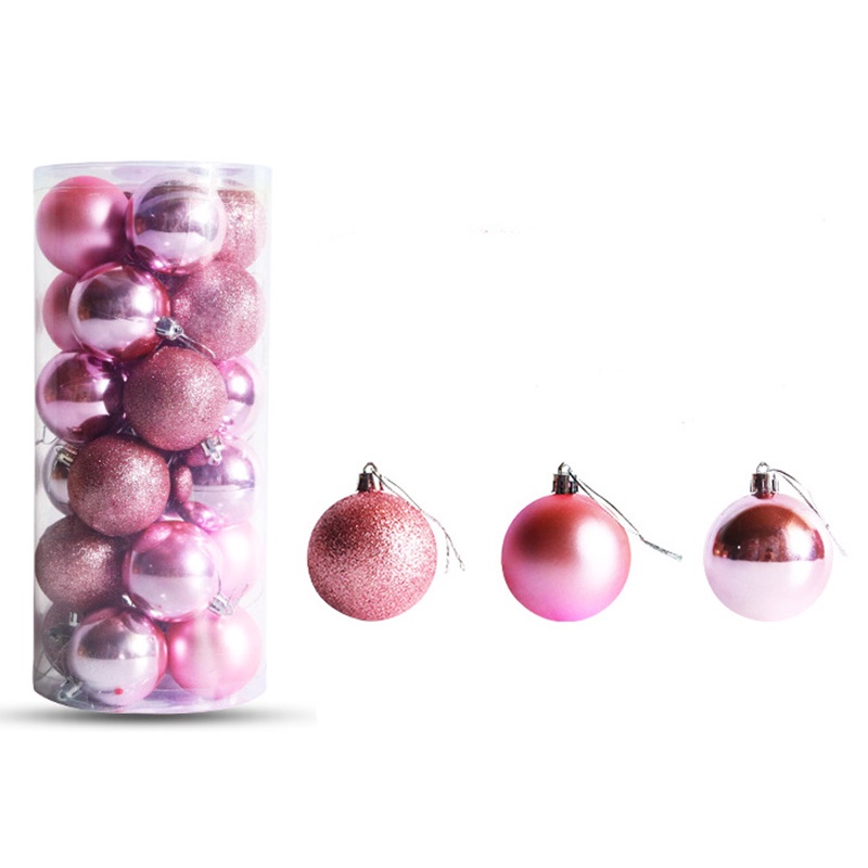 Hộp 24 trái châu OSSAYI 3cm nhiều màu sắc trang trí Giáng sinh năm mới