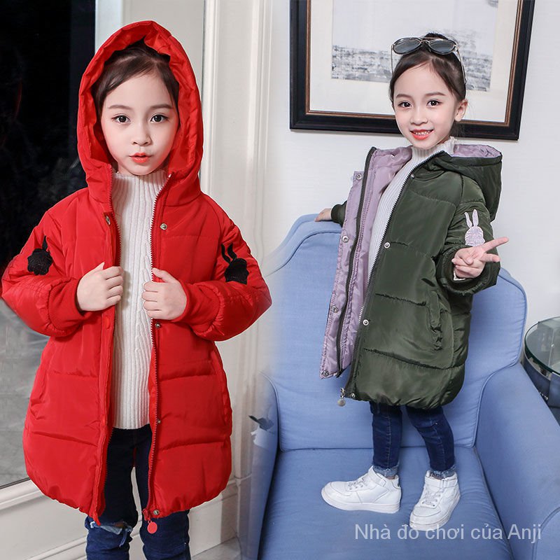 Girls Clothing Thick Cotton Children Hooded Jacket Warm Cotton Girl Student Cartoon Clothing Cotton