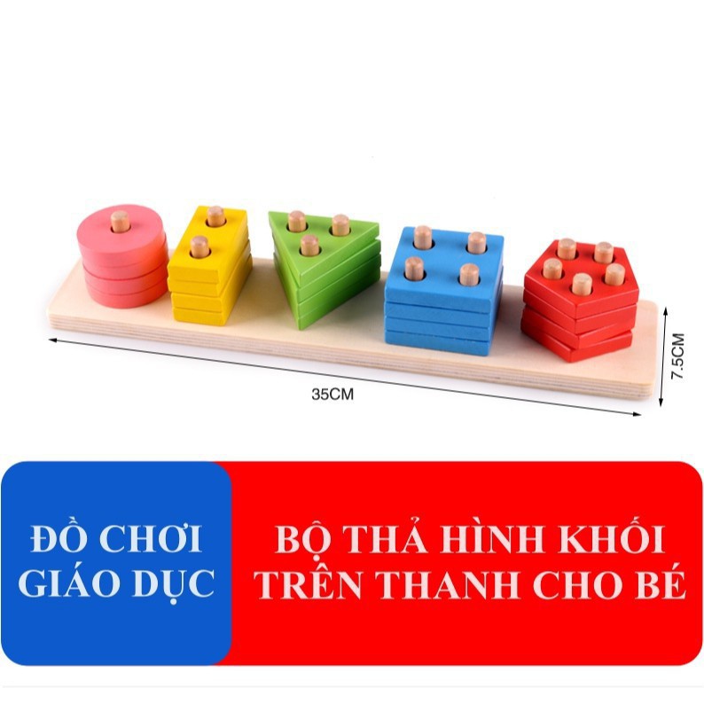 BỘ GỖ XIÊN CỌC - BỘ ĐỒ CHƠI GỖ XIÊN 5 LOẠI HÌNH VÀO CỌC GIÚP BÉ TƯ DUY SÁNG TẠO