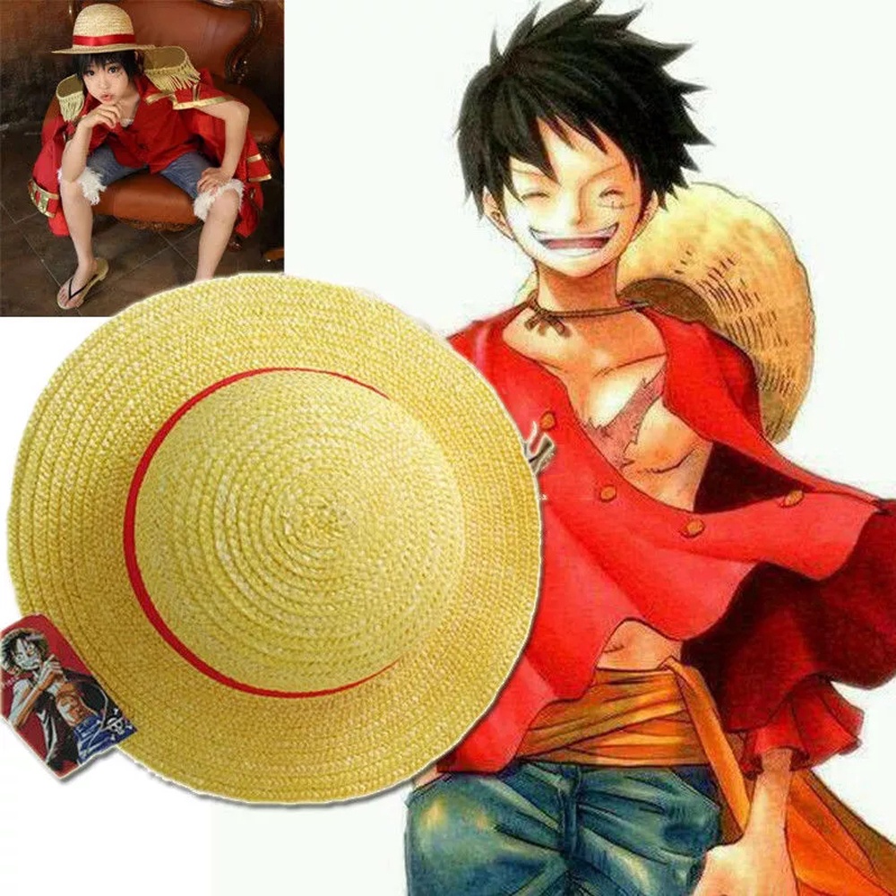 Nón rơm họa tiết hoạt hình Luffy D Luffy phong cách Nhật Bản