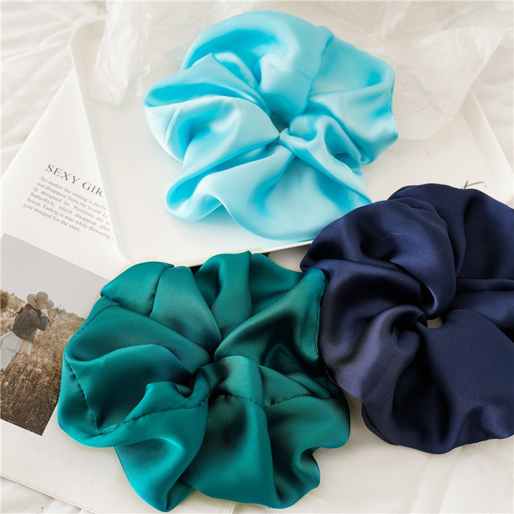 Scrunchie Cột Tóc Bản Lớn XXL GIant Vải Bóng Nhiều Màu Tươi Sáng