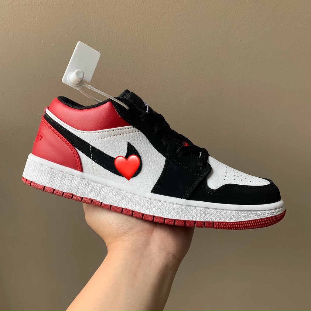 [ Giày jordan 1 low đen đỏ cổ thấp ] giày 1/1 nam nữ đi đều đẹp