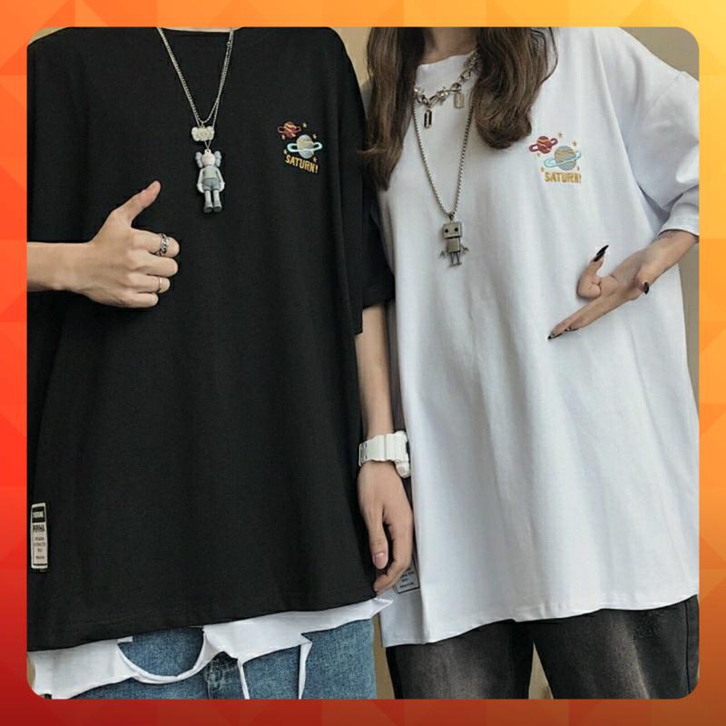 [ Ảnh Thật ] Áo thun tay lỡ phông rộng thêu hành tinh sao thổ Saturn - Unisex nam nữ đều mặc được | BigBuy360 - bigbuy360.vn