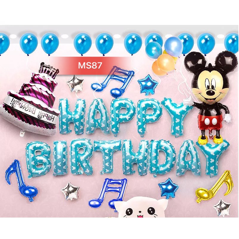 SET BÓNG SINH NHẬT MICKEY XANH (MS87)