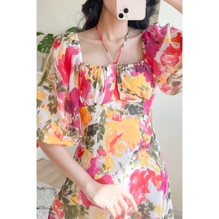 Đầm hoa tay lửng EDINI