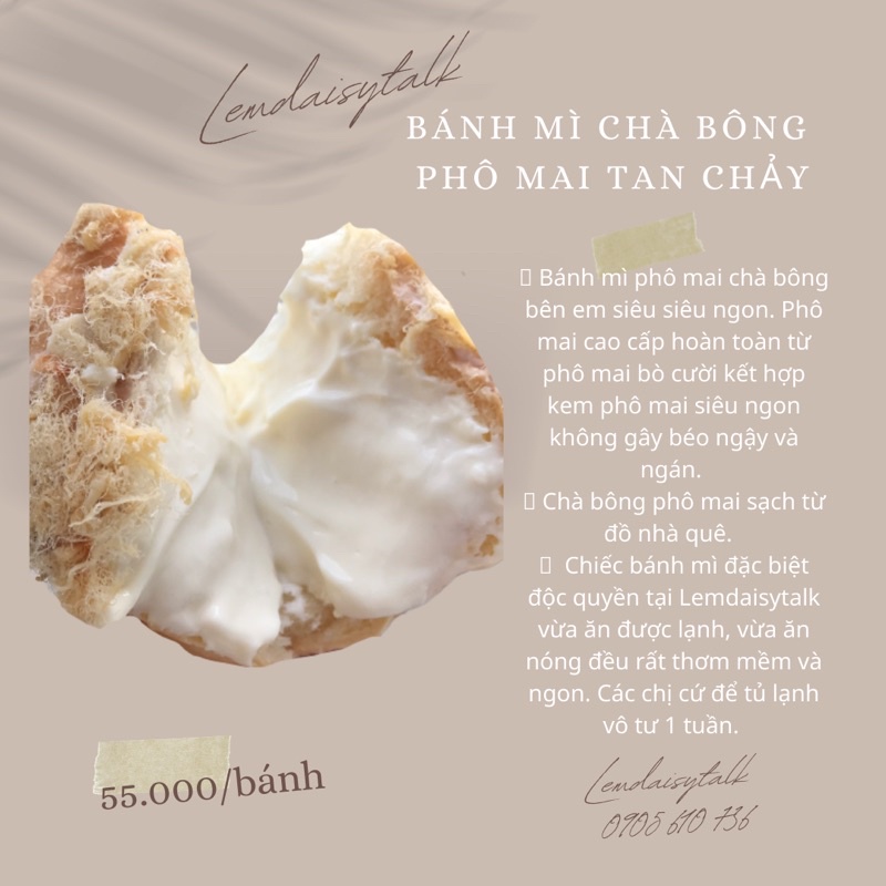 Bánh mì phô mai tan chảy chà bông