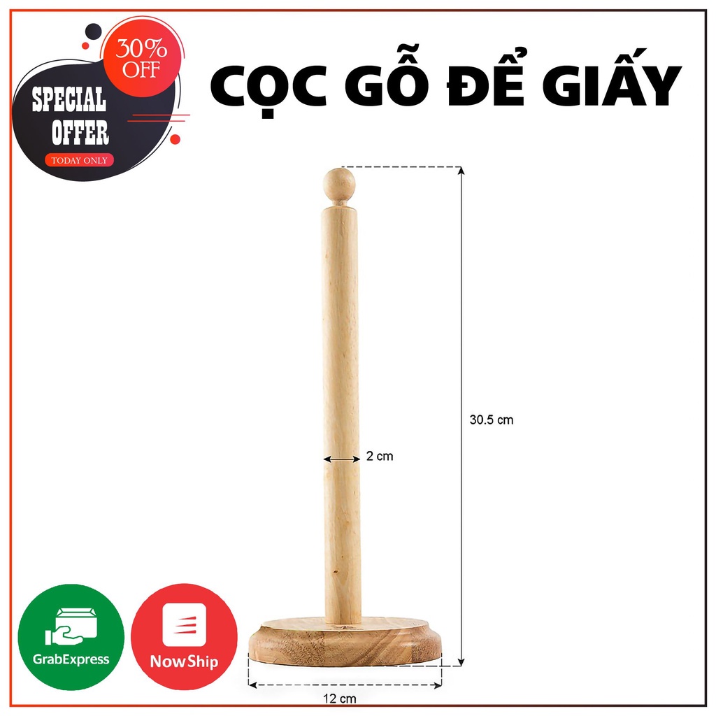 Cọc gỗ cắm giấy cuộn lau đa năng để bàn