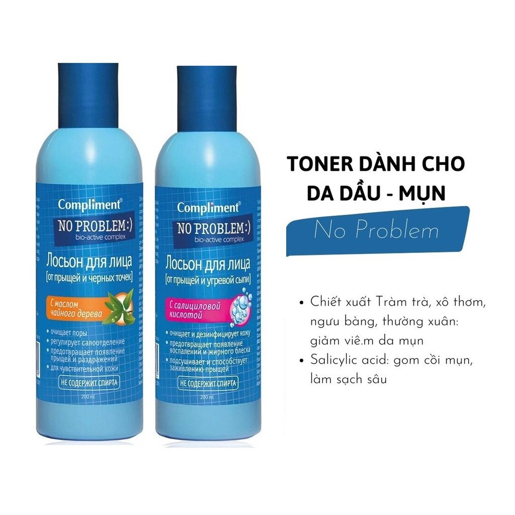 Nước hoa hồng Toner Compliment No Problem làm sạch sâu, kiềm dầu, giảm mụn