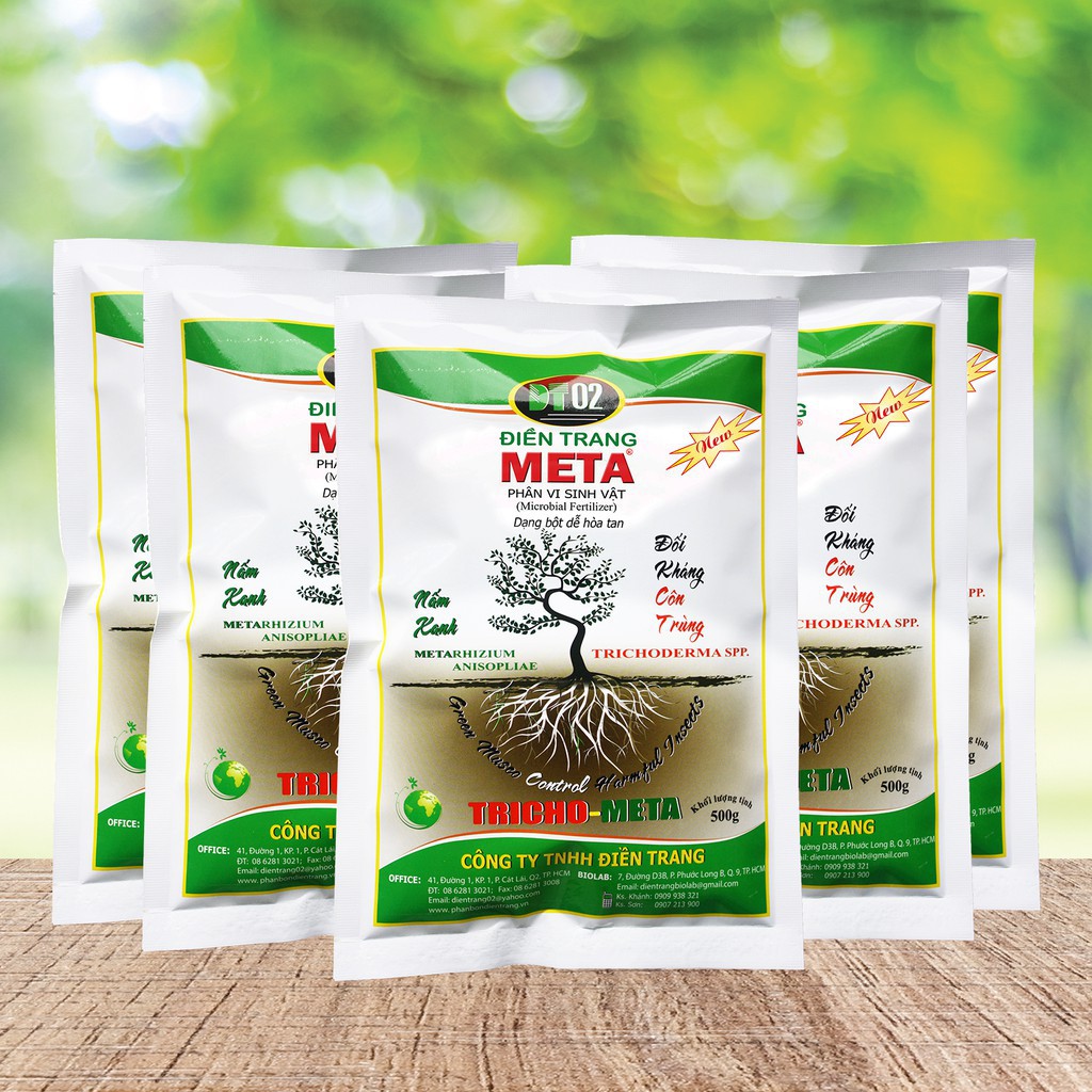 Combo 5 gói phân vi sinh vật Đền Trang-META, nấm đối kháng côn trùng, bảo vệ bộ rễ