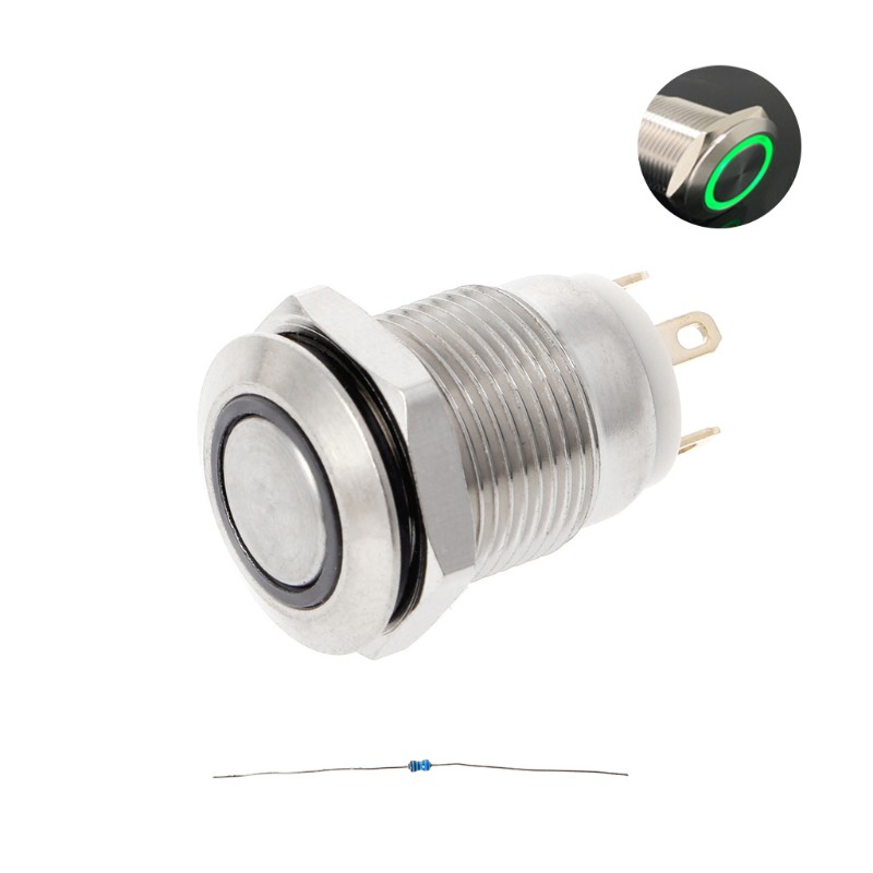 Nút Nhấn Kim Loại Có Đèn Led 12mm 3a / 220v Dc