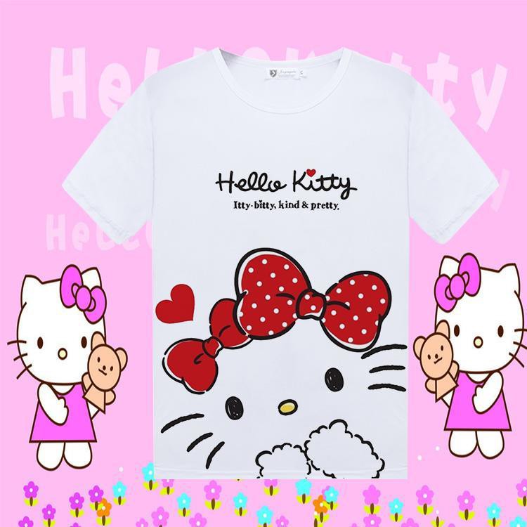 Hellokitty Áo Thun Ngắn Tay In Hình Hello Kitty Đáng Yêu