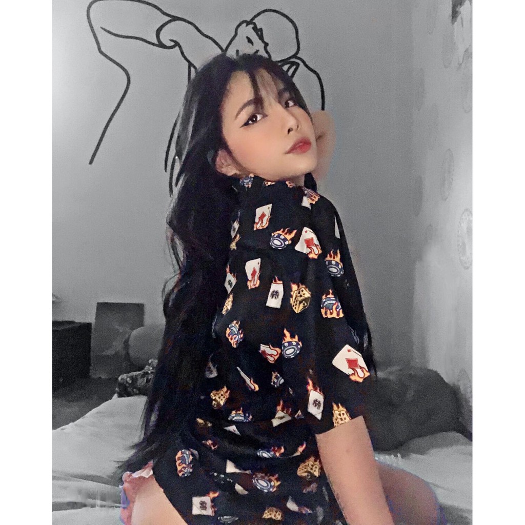 [CLIP THẬT] Áo sơ mi tay ngắn họa tiết JACKBOT mende tay lỡ, FORM UNISEX | BigBuy360 - bigbuy360.vn