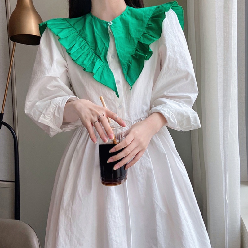 Cổ áo giả vải chiffon in họa tiết hoa dáng ngắn phối bèo thời trang lolita ngọt ngào cho nữ vào mùa hè | BigBuy360 - bigbuy360.vn