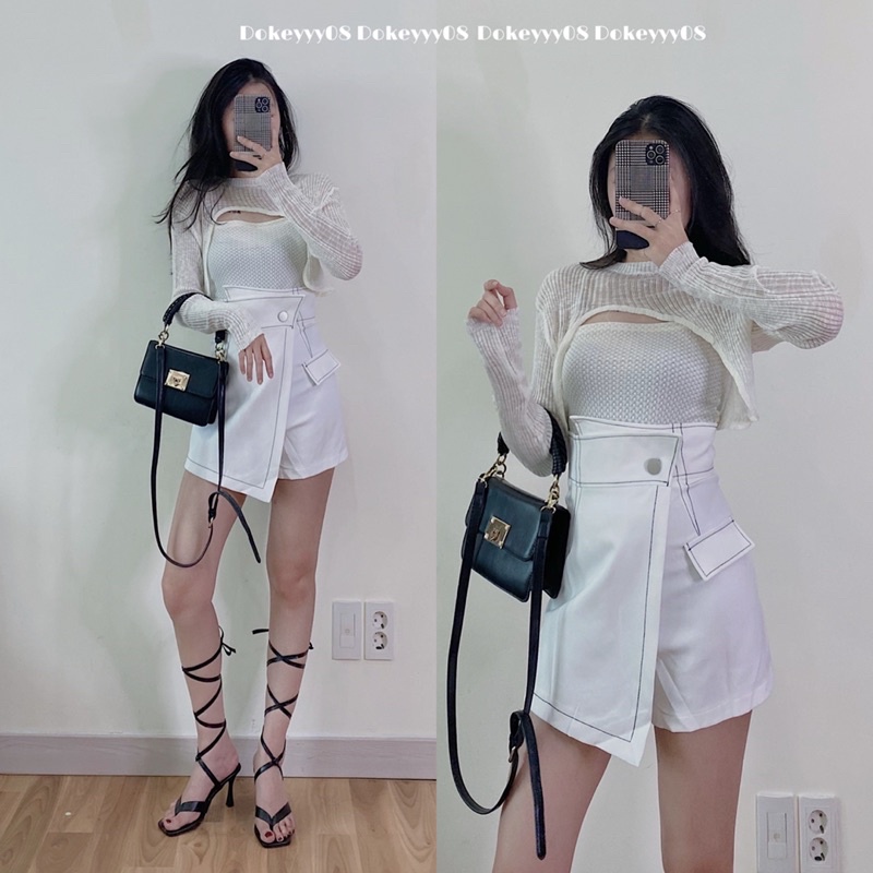 Set áo hai dây kèm áo len dài tay 568