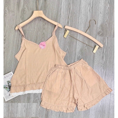 Set Áo 2 Dây Trơn Quần Cộc, Bộ Đũi Hai Dây Mặc Nhà Nhẹ Nhàng, Thoáng Mát, Thấm Hút Mồ Hôi, Bộ Pijama Lụa Mặc Nhà