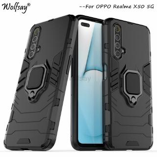 Shockproof Bumper Hard Cover Fashion Ring Stand Protective Phone Case For OPPO Realme X50 5G