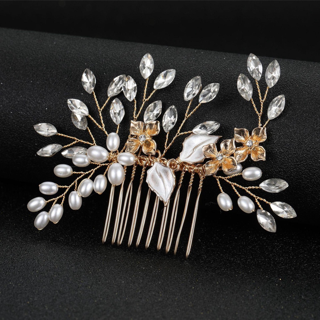 Lược Cài Tóc Hình Lá Lãng Mạn Cho Cô Dâu