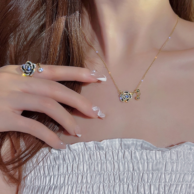 Dây Chuyền Mảnh Mặt Hình Hoa Hồng Thanh Lịch Phong Cách Hàn Quốc