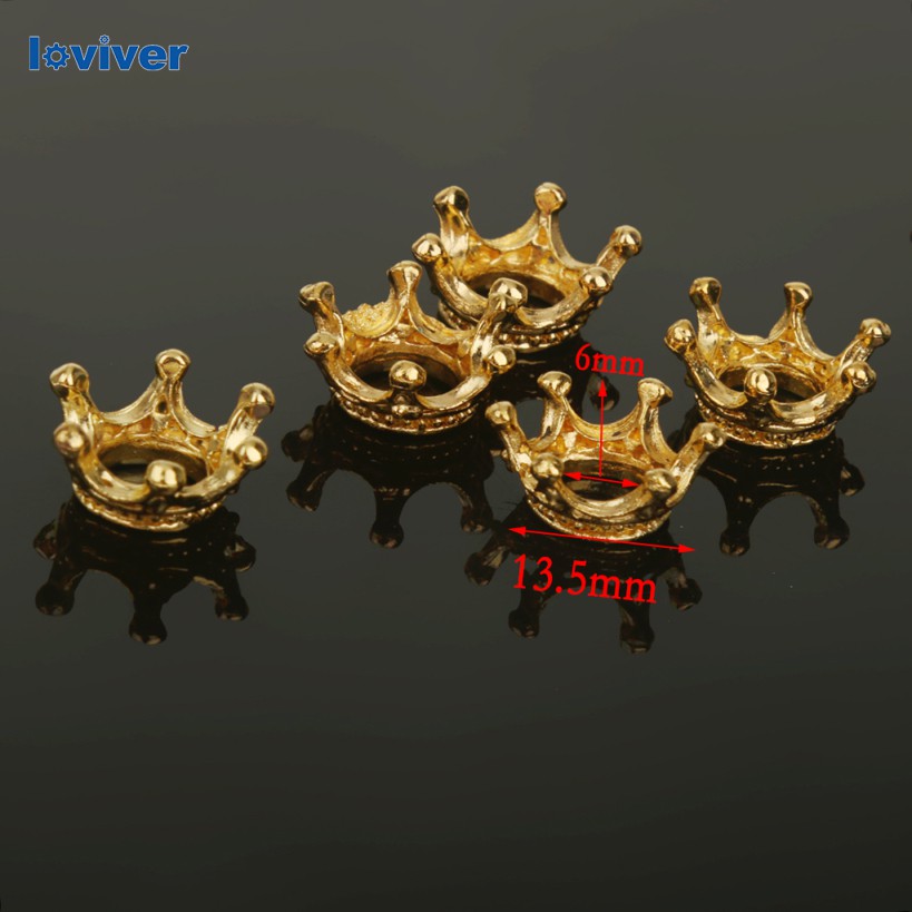 Set 50 Hạt Cườm Mạ Vàng Hình Vương Miện Dùng Làm Trang Sức