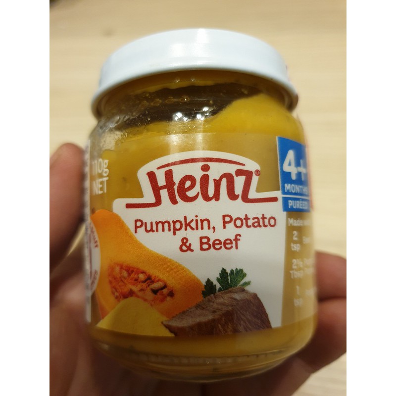 Dinh dưỡng đóng lọ Heinz bí đỏ, khoai tây và bò nghiền 110g cho trẻ từ 4 tháng tuổi trở lên - Pumpkin, potato &amp; Beef