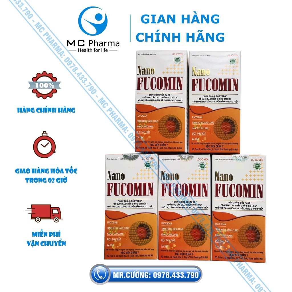 Combo 05 hộp Nano Fucomin Học viện quân y hộp 30 viên