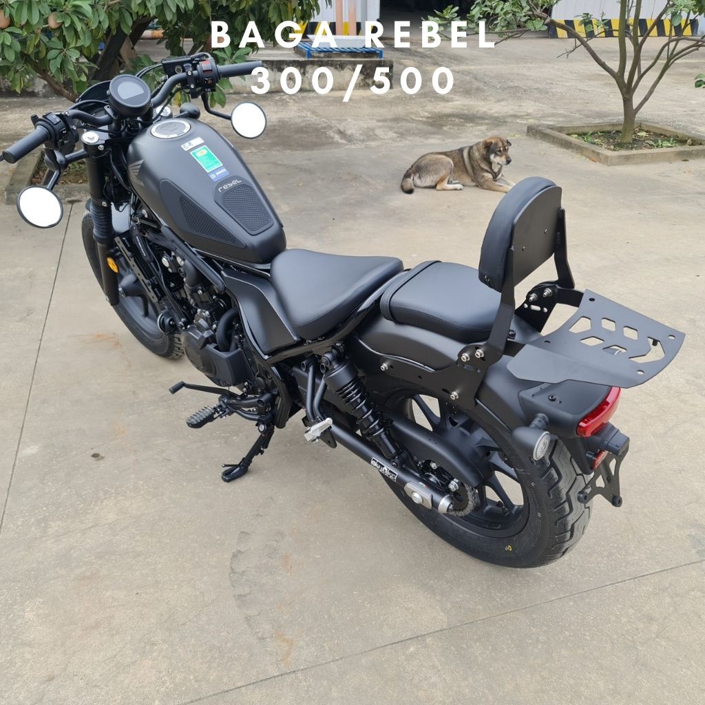 Baga rebel500 baga rebel300 baga rebel250 có tựa lưng điều chỉnh độ nghiêng. Có vị trí gắn ốp chắn bùn, thùng sau