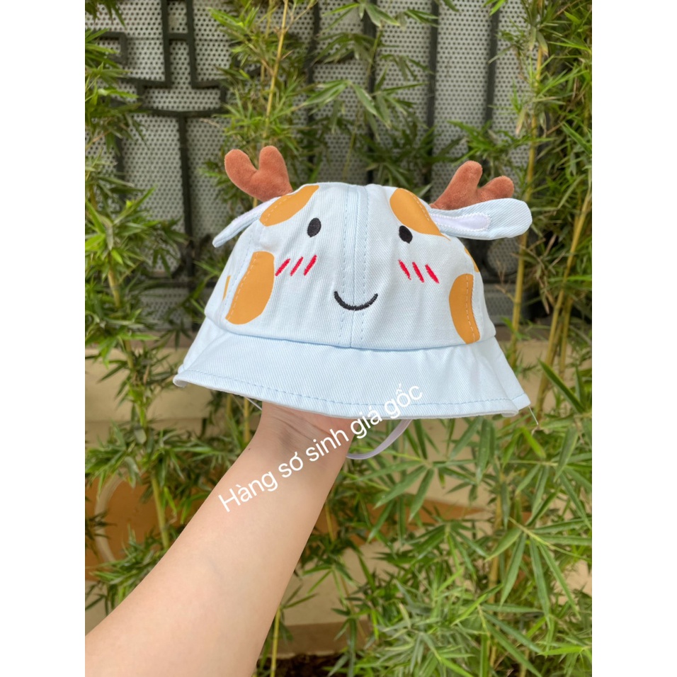 Mũ chống nắng vành tròn hình chú hươu có sừng đáng yêu cho bé từ 6 tháng đến 2 tuổi