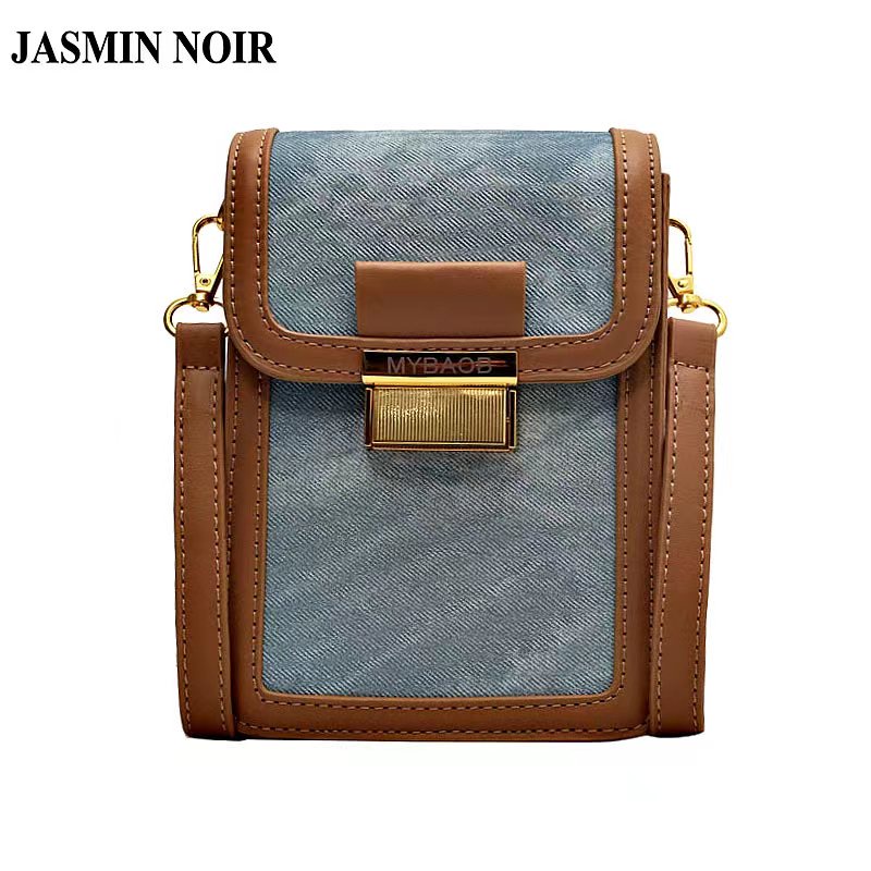 Túi Đeo JASMIN NOIR Chéo Chất Liệu Denim Có Khóa Phong Cách Retro Cho Nữ